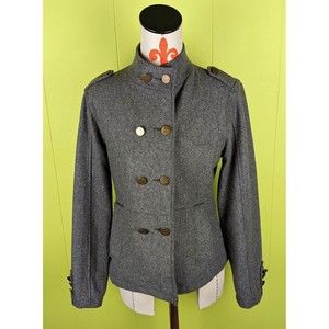 TYTE JEANS Women’s M Double Breasted Pea Coat Military Jacket Wool Blend Gray